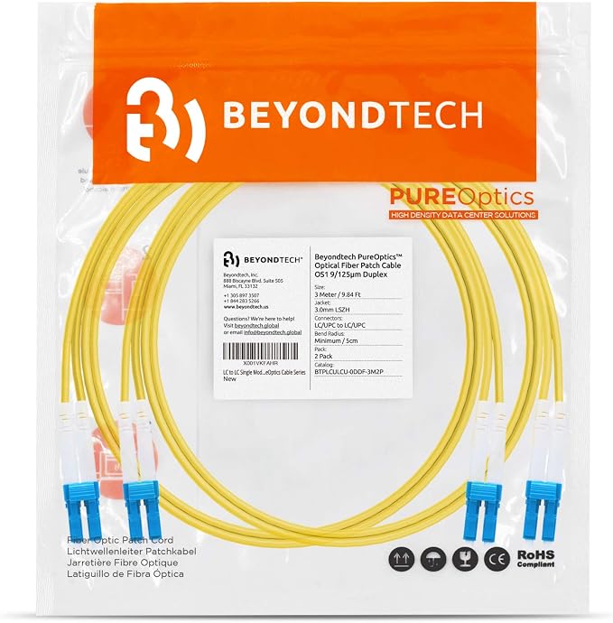 BEYONDTECH 3m LC to LC Fiber Patch Cable – UPC Single-Mode Duplex Fiber Optic - Image 7