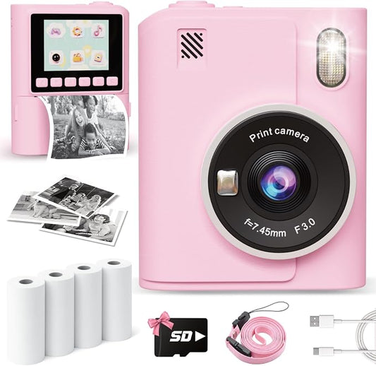 Instant Print Camera for Kids, 1080P Instant Digital Print Cameras for Toddler by ANBURI