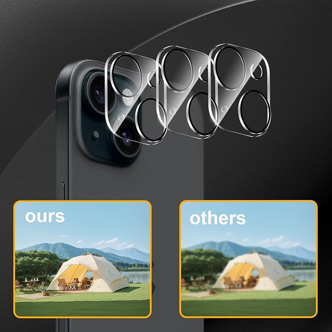 3 Pack Camera Lens Protector for iPhone 15 /iPhone 14/iPhone 15 Plus/iPhone 14 - Image 6