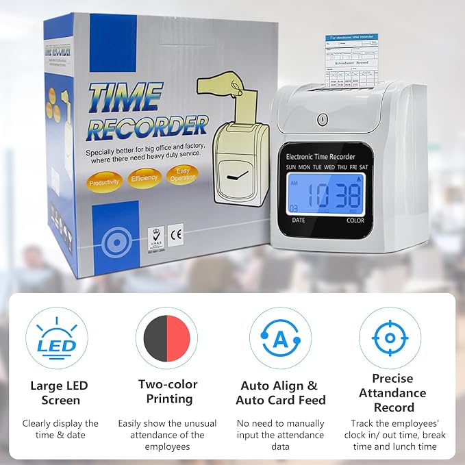 TooCust Time Clock Bundle with 200 Time Cards, 4 Ink Ribbons, 2 Ten-Slot Time - Image 2