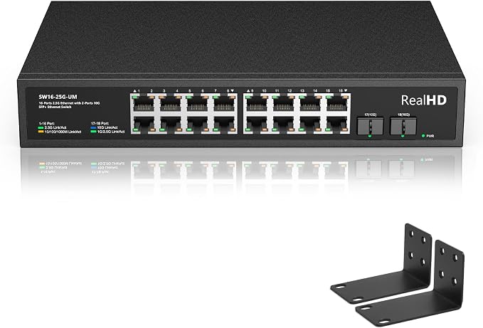 Real HD 16 Port 2.5Gb Unmanaged Ethernet Network Switch by RealHD
