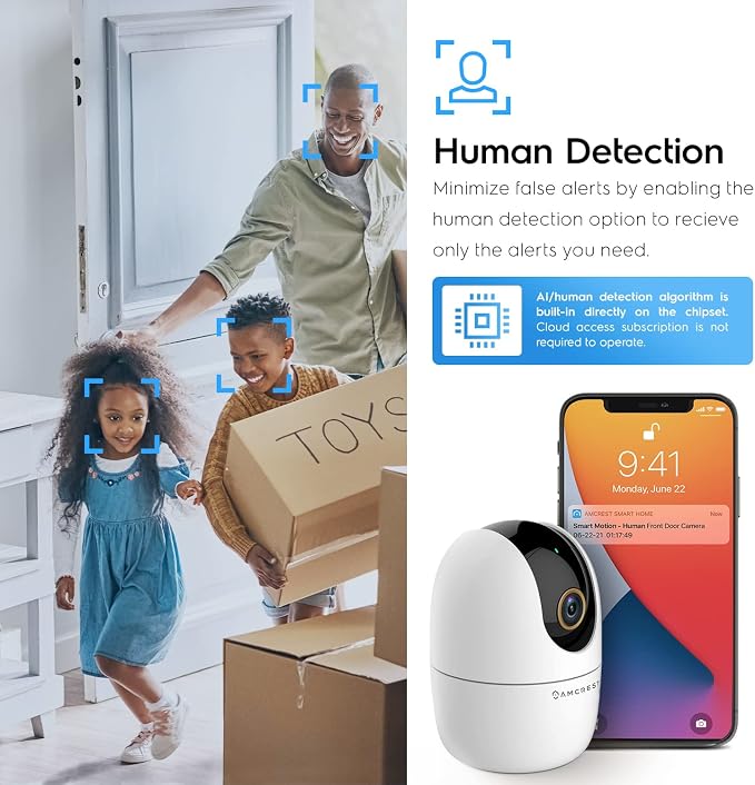 Amcrest 4MP WiFi Camera Indoor Camera, Sound & Baby Monitor, Human & Pet - Image 4