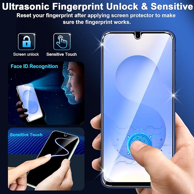 Pack Galaxy A17 5G Screen Protector, HD Clear Tempered Glass, Fingerprint Unlock - Image 7