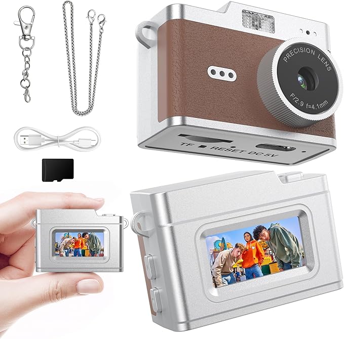 Mini Keychain Digital Camera 1080P, Ultra-Portable Small Retro Camera 32GB Card by Iyoyo