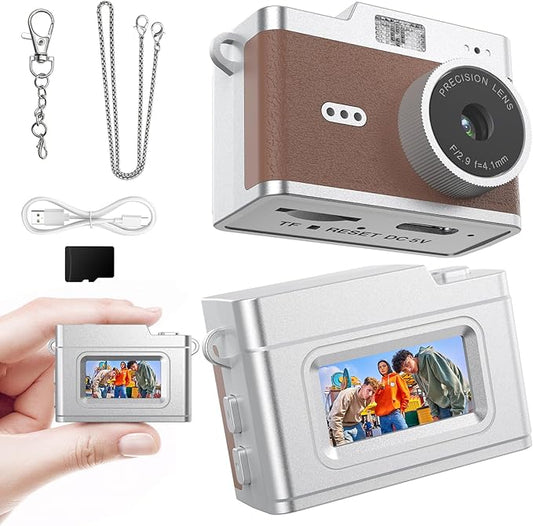 Mini Keychain Digital Camera 1080P, Ultra-Portable Small Retro Camera 32GB Card by Iyoyo