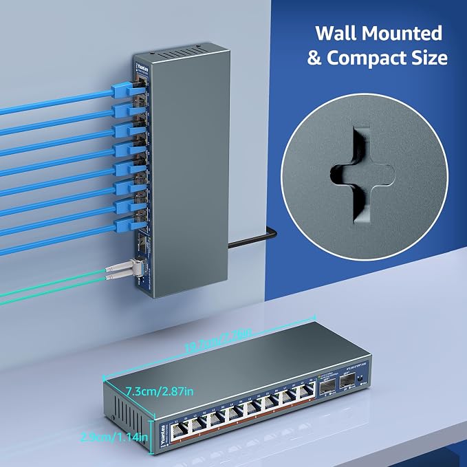 10 Port 2.5G Unmanaged Ethernet Switch, 8 x 2.5G Base-T Ports, 2 x 10G SFP - Image 5