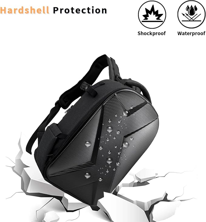 Camera Backpack Hard Shell Imitation Carbon Fiber DSLR, Waterproof Shockproof - Image 4