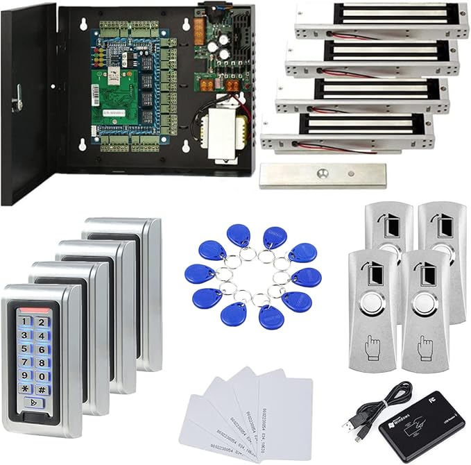Water Proof Metal Keypad Reader 4 Doors Access Control Kit Outdoor Install by MENGQI-CONTROL