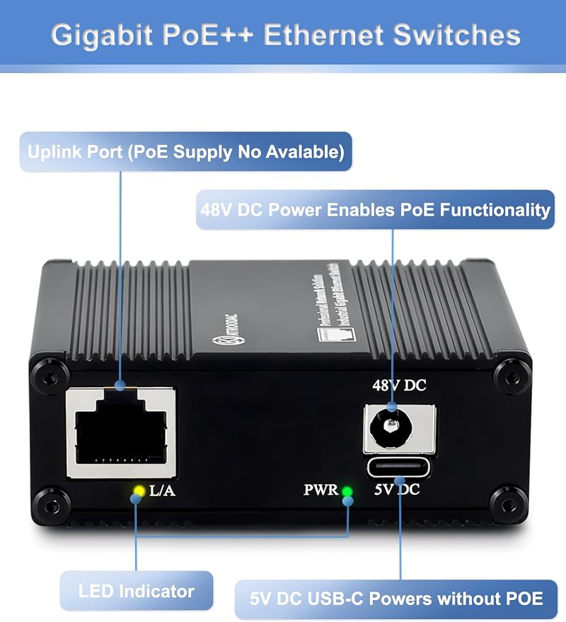5 Ports Gigabit PoE+ Mini Ethernet Switch - Image 3