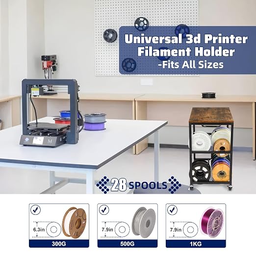 3D Printer Stand with Filament Storage Rack, Sturdy Wooden 3D Printer Table - Image 3
