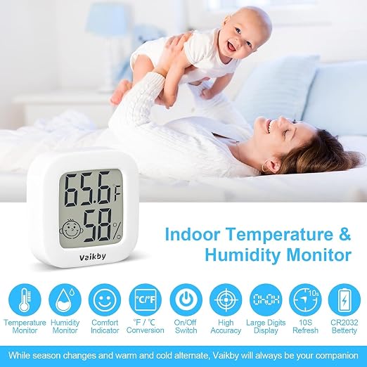 Vaikby Indoor Thermometer 2Pack, Humidity Gauge Meter Digital Hygrometer Room - Image 2