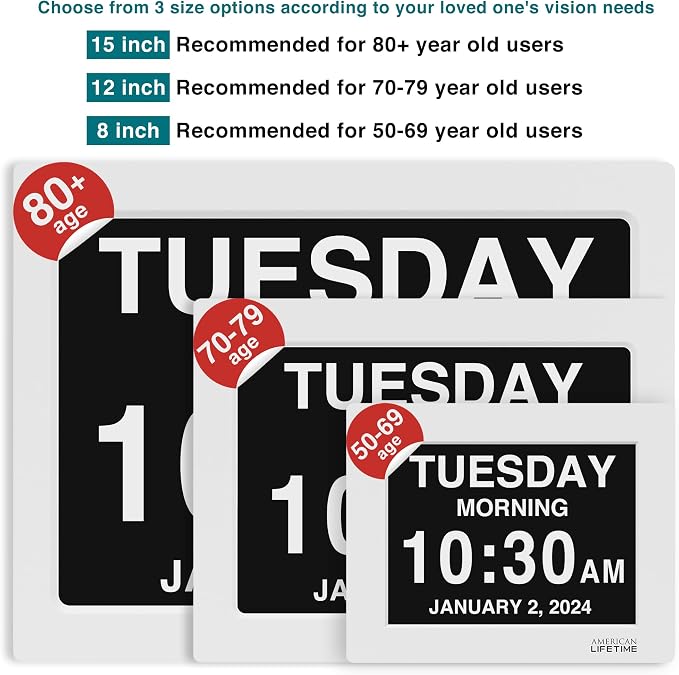 American Lifetime 【New 2024 Dementia Clock Large Digital Clock - Image 2