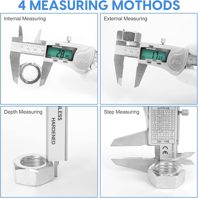 Digital Caliper Measuring Tool, IP54 Waterproof Electronic Micrometer Caliper - Image 6