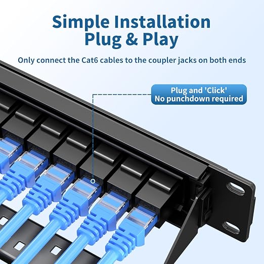24 Port Patch Panel, Keystone Patch Panel 24 Port Loaded - Image 4