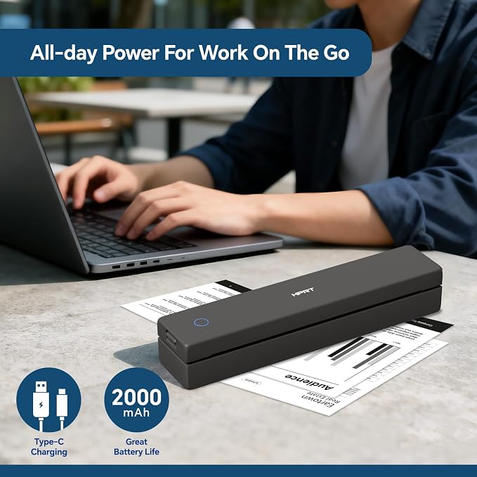 HPRT Portable Thermal Printer-Inkless Printer, Supports Thermal Paper&Labels - Image 3
