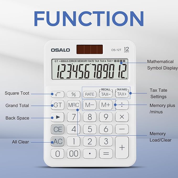 Pendancy Pocket Small Size Desk Calculator, 12 Digit Large LCD Display - Image 6