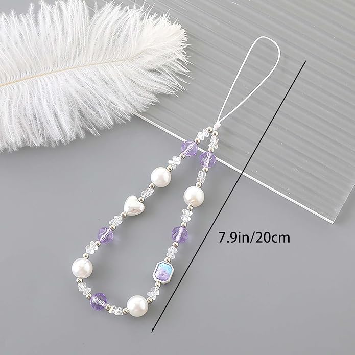 Beaded Phone Charm Lanyard Strap Girly Style Fixed Beads Pearl Lanyards - Image 5