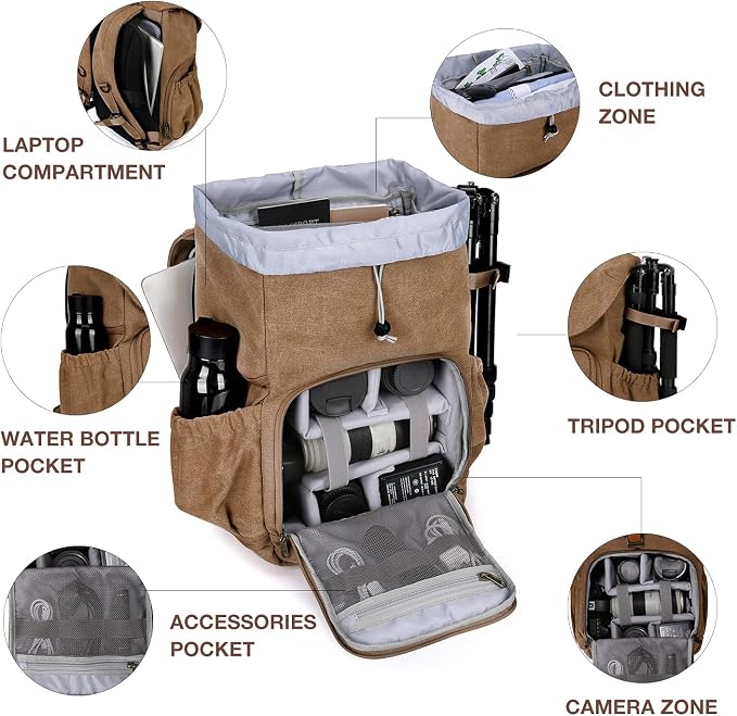 BAGSMART Camera Backpack, DSLR Camera Bag Backpacks - Image 2