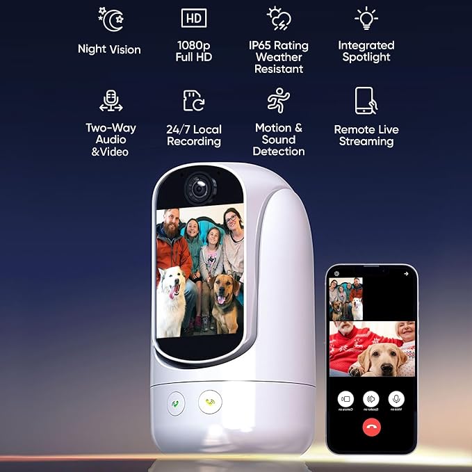 2-Way Video/Audio Security Camera Screen WiFi AI Detection - Image 7
