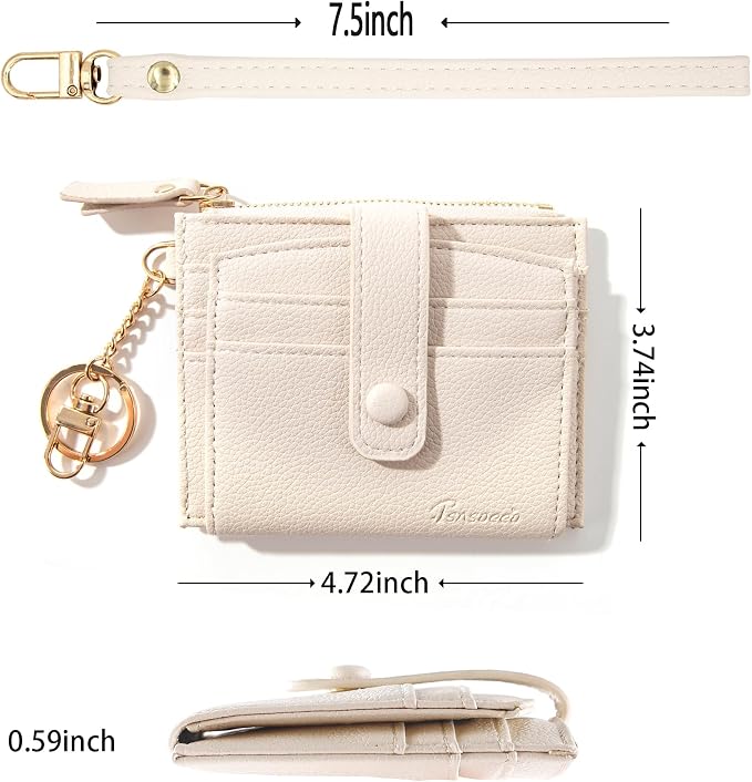 Keychain Wallet Wristlet Small Credit Card Holder Bracelet Key Chain Purse - Image 2