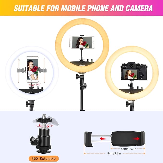 Ring Light with Tripod Stand, Yesker 14 Inch LED Ringlight Kit with Phone - Image 7