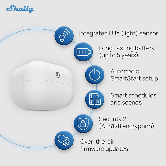 Shelly Wave Motion US LR, Z-Wave Long Range Motion & Lux Sensor, Compatible - Image 3