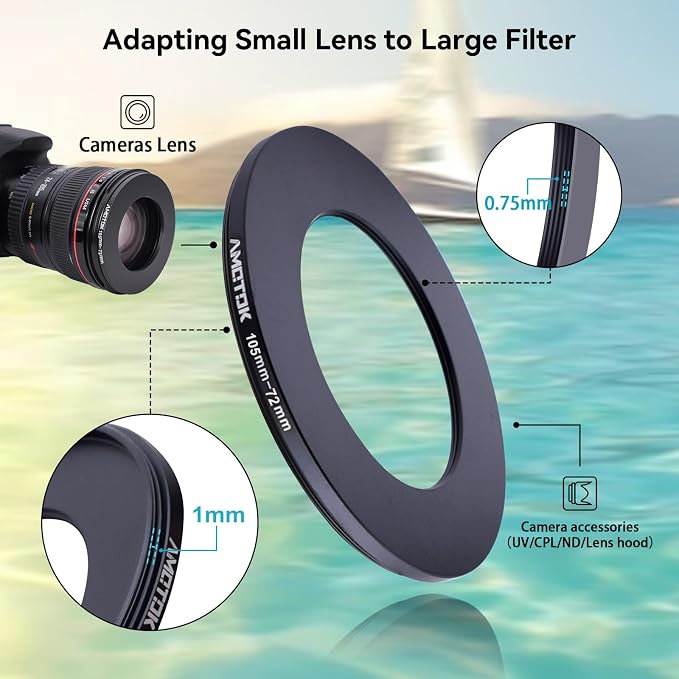 105mm Lens to 72mm Camera Lens Adapter, 105mm-72mm Filter Step-Down Ring - Image 4