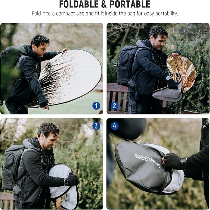 NEEWER 51 Inch/130 Centimeter Light Reflector Diffuser 5 in 1 Collapsible Multi - Image 8