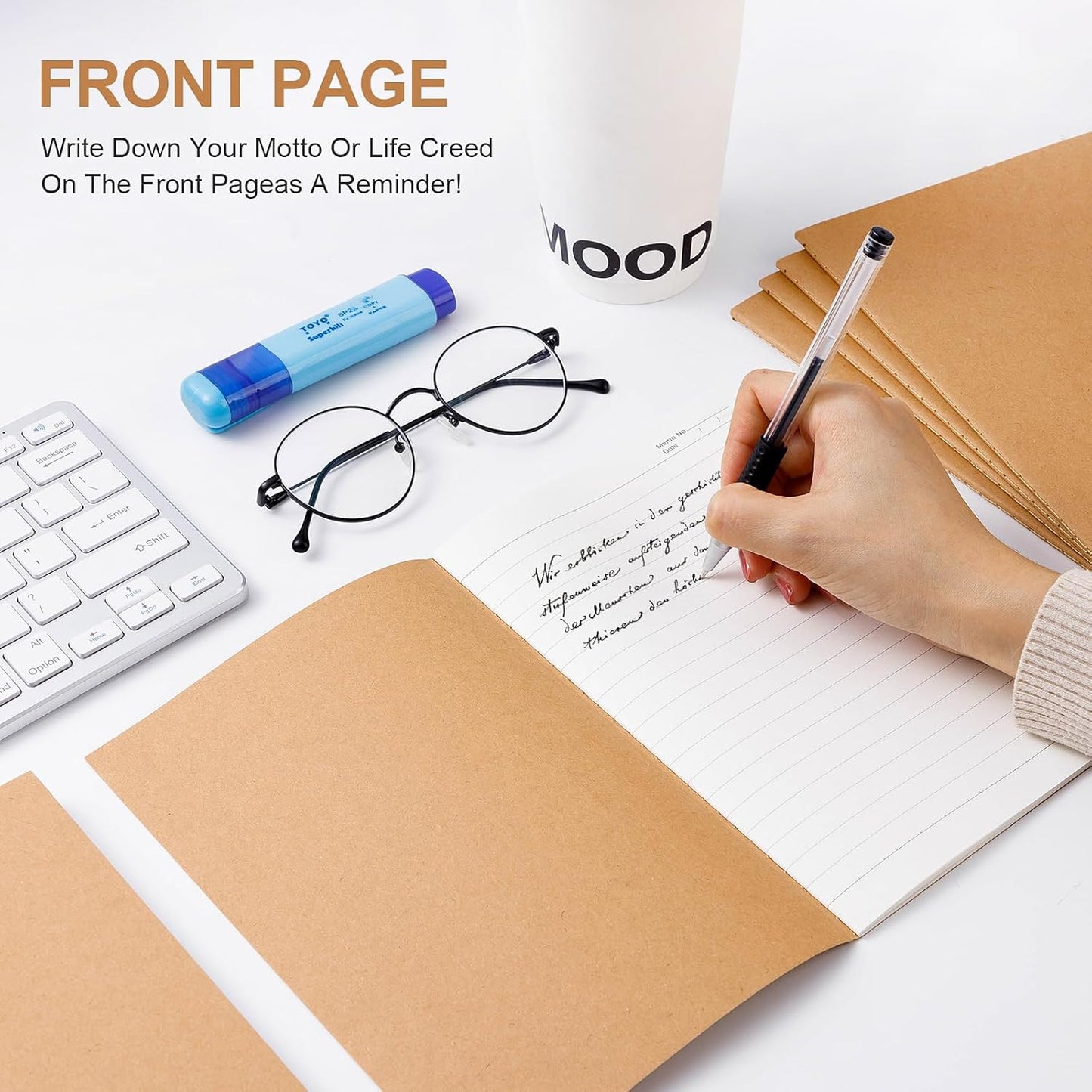 60 Pack Lined Kraft Notebooks Bulk, A5 Blank Paper Journal Notebooks for Office Work, 8.3x5.5inch Kraft Composition Notebook for School Student, 60 Pages