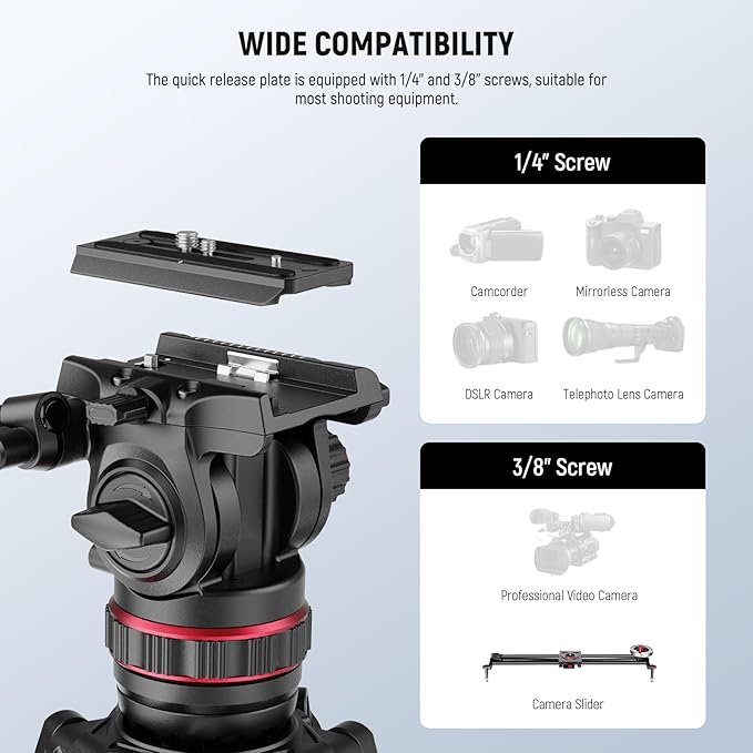 NEEWER 78" Video Camera Tripod Carbon Fiber - Image 6