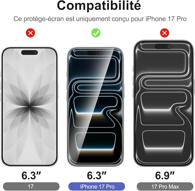 NEW'C 3x Screen Protector for iPhone 17 Pro+ 3x Camera Lens Protector, Sensor - Image 2