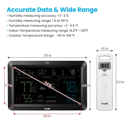 Weather Station Atomic Clock Indoor Outdoor Thermometer Wireless, Barometer - Image 7