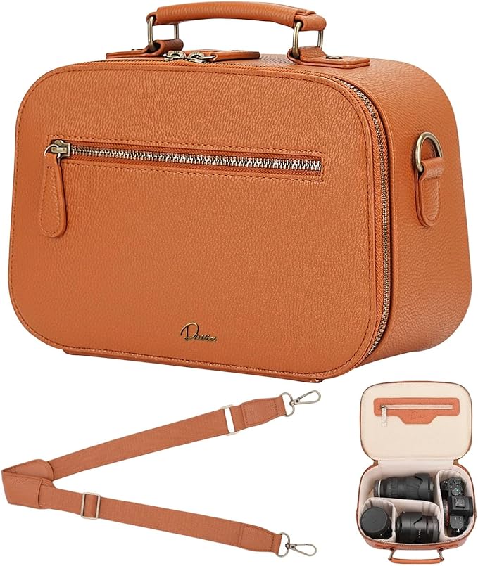 Camera Sling Bag, Waterproof PU Leather Crossbody Camere Bag by Divvia