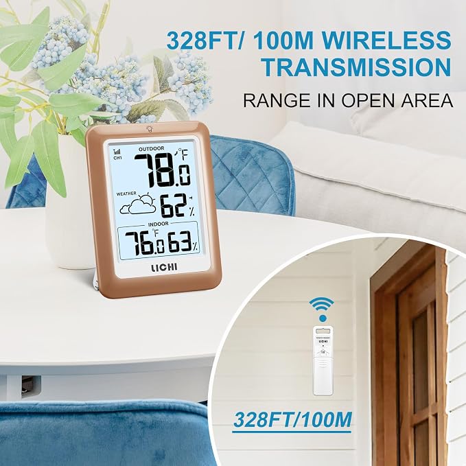 Indoor Outdoor Thermometer Wireless Weather Station, Internal External - Image 3