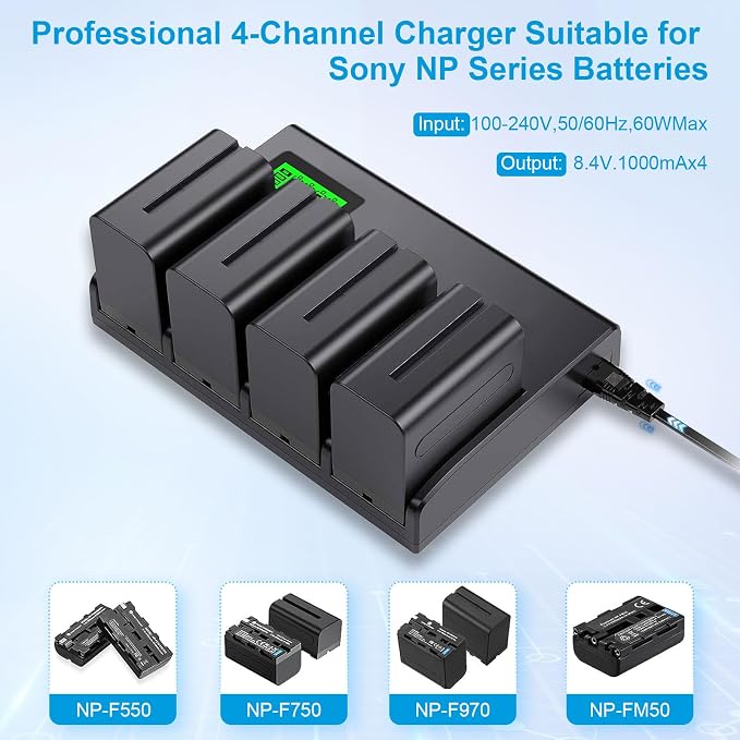 4&6 Pack NP-F970 Batteries 8900mAh and 4/6-Channel Charger Compatible - Image 3