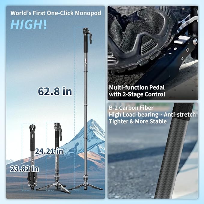 COMAN M1 62.8" Carbon Fiber Monopod - Image 3