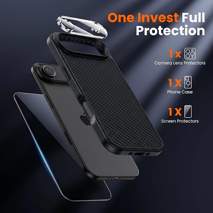 toushion 3 in 1 for iPhone Air Case Carbon Fiber Black&Grey, Fits MagSafe - Image 3