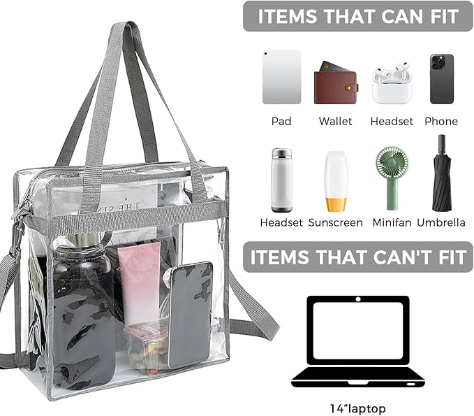 BAGAIL Clear Bags 12x6x12 Stadium Approved Clear Tote Bag - Image 3