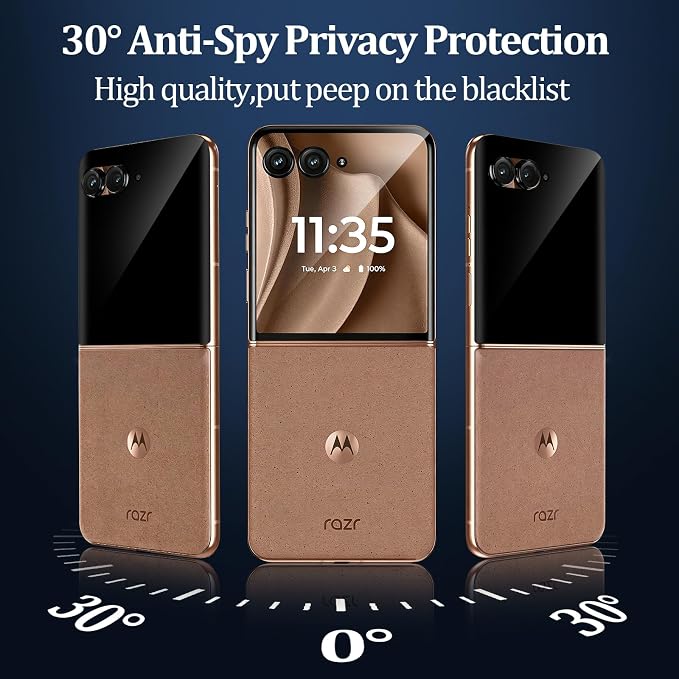 3+3 Pack for Motorola Razr+ 2024/2025 Front Privacy Screen Protector + Camera - Image 5