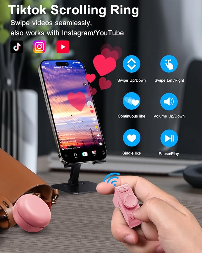 TikTok Scrolling Ring Remote Control, Camera Shutter Remote, Wireless Bluetooth - Image 3