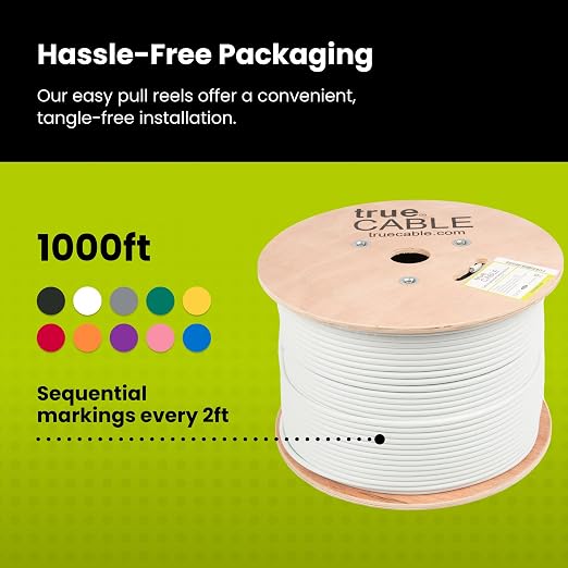 TRUE CABLE Cat6A Shielded Riser Bulk Ethernet Cable, 23AWG Solid Bare Copper - Image 5