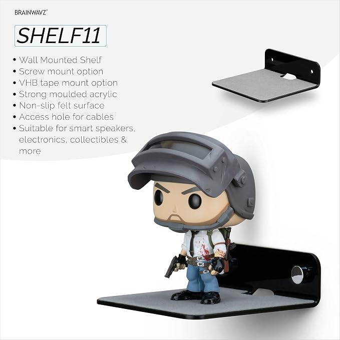 BRAINWAVZ 2-Pack 4” Small Floating Shelf Bluetooth Speaker Stand, Adhesive & - Image 4