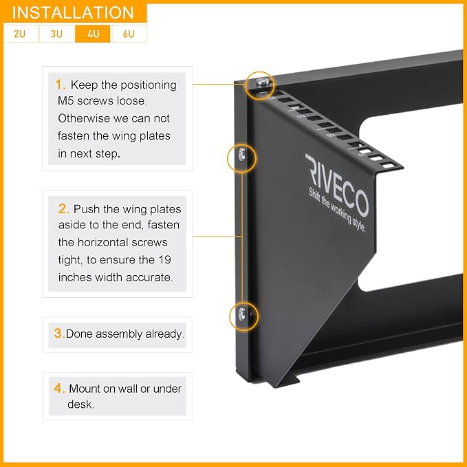 RIVECO 4U Wall Mount Rack for Network. Reinforced Heavy Load 66-99 LBS Small - Image 5
