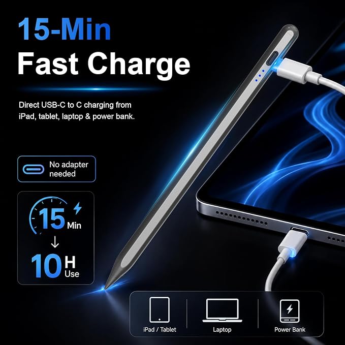 HATOKU Stylus Pen for iPad 2018-2026, 15 Min Fast Charge iPad Pencil 1st Gen - Image 2