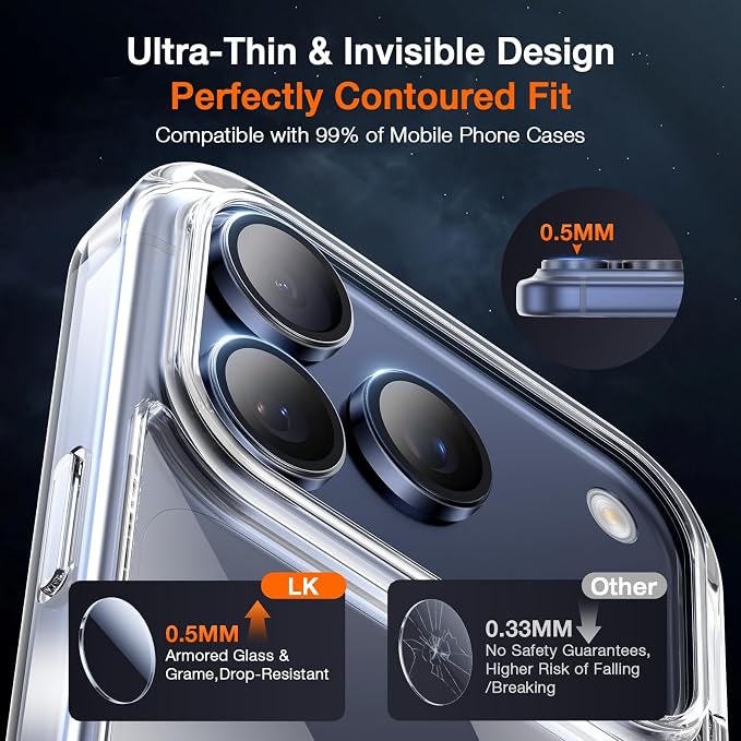 LK 2 Pack for iPhone 17 Pro/17 Pro Max Camera Lens Protector One-Click - Image 7