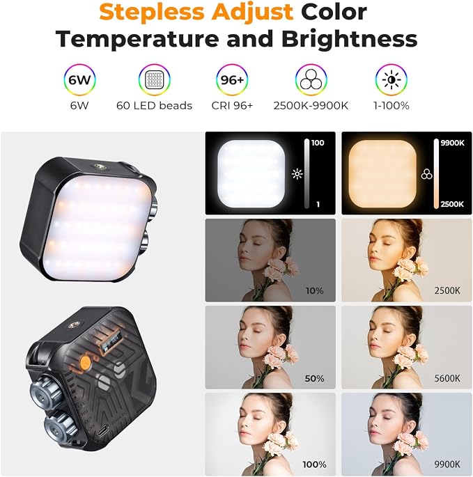 K&F CONCEPT RGB Video Light, 360° Full Color Portable Photography Light - Image 4