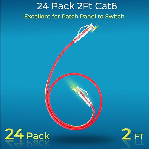 Rapink Patch Cables Cat6/ Cat6a 2ft Slim, Cat6a Ethernet Patch Cable 10G Support - Image 2
