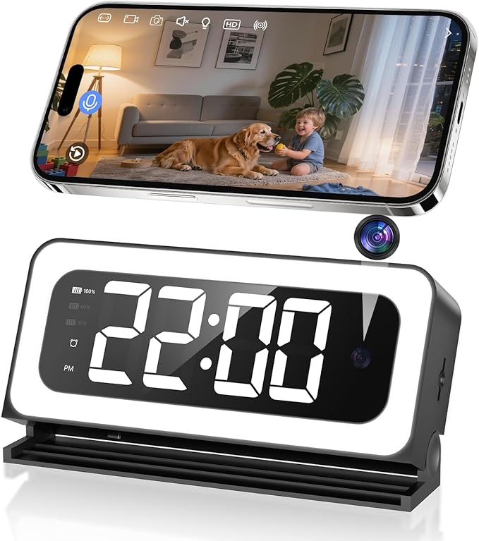 Gyliziex 2K Clock Camera, 5G & 2.4G WiFi Indoor Pet Nanny Cameras by STARTWITHGyliziex
