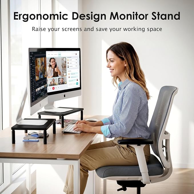 ECOLOVI Wood Laptop Stand for Desk, 4-Height Adjustable Computer Monitor Stand - Image 3