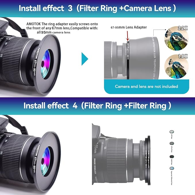 67mm Lens to 95mm Camera Lens Adapter, 67mm to 95mm Filter Step up Ring Adapter - Image 7